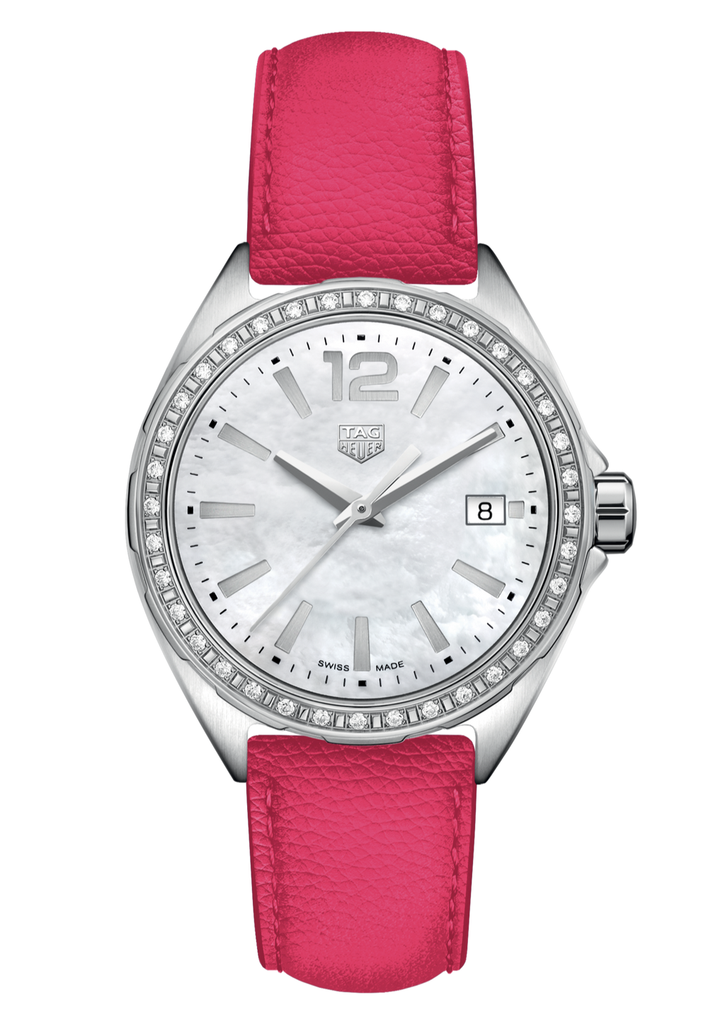 Tag Heuer Formula 1 Quartz Mother of Pearl Dial Pink Leather Strap Watch for Women - WBJ131A.FC8252