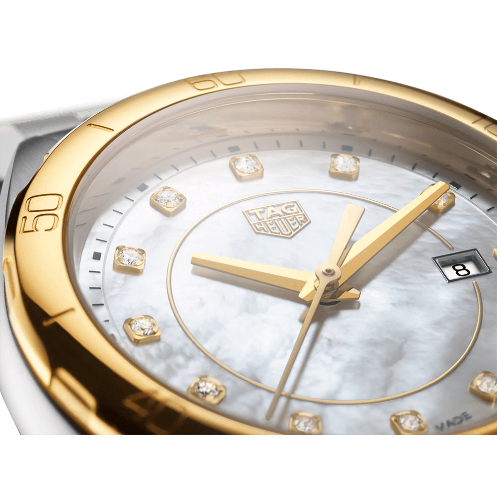 Tag Heuer Formula 1 Diamonds Mother of Pearl White Dial Two Tone Steel Strap Watch for Women - WBJ1421.BB0648