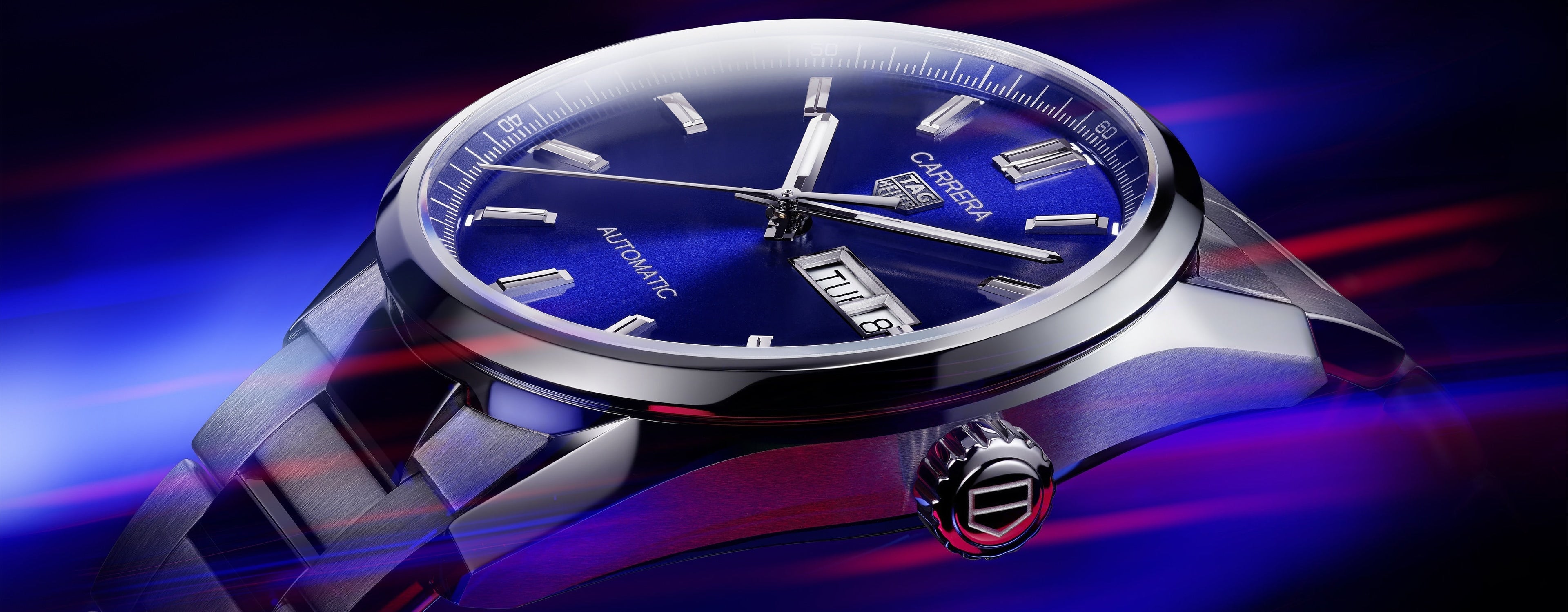 Tag Heuer Carrera Day Date Blue Dial Silver Steel Strap Watch for Women - WBN2012.BA0640