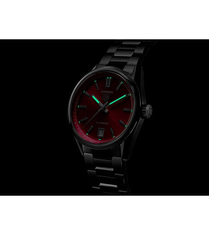 Tag Heuer Carrera Date Automatic 18K Pink Dial Silver Steel Strap Watch for Women - WBN2313.BA0001