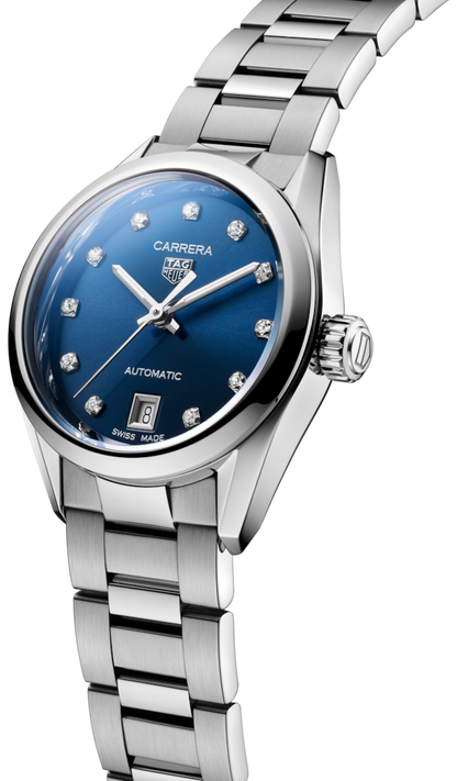 Tag Heuer Carrera Diamonds Blue Dial Silver Steel Strap Watch for Women - WBN2413.BA0621