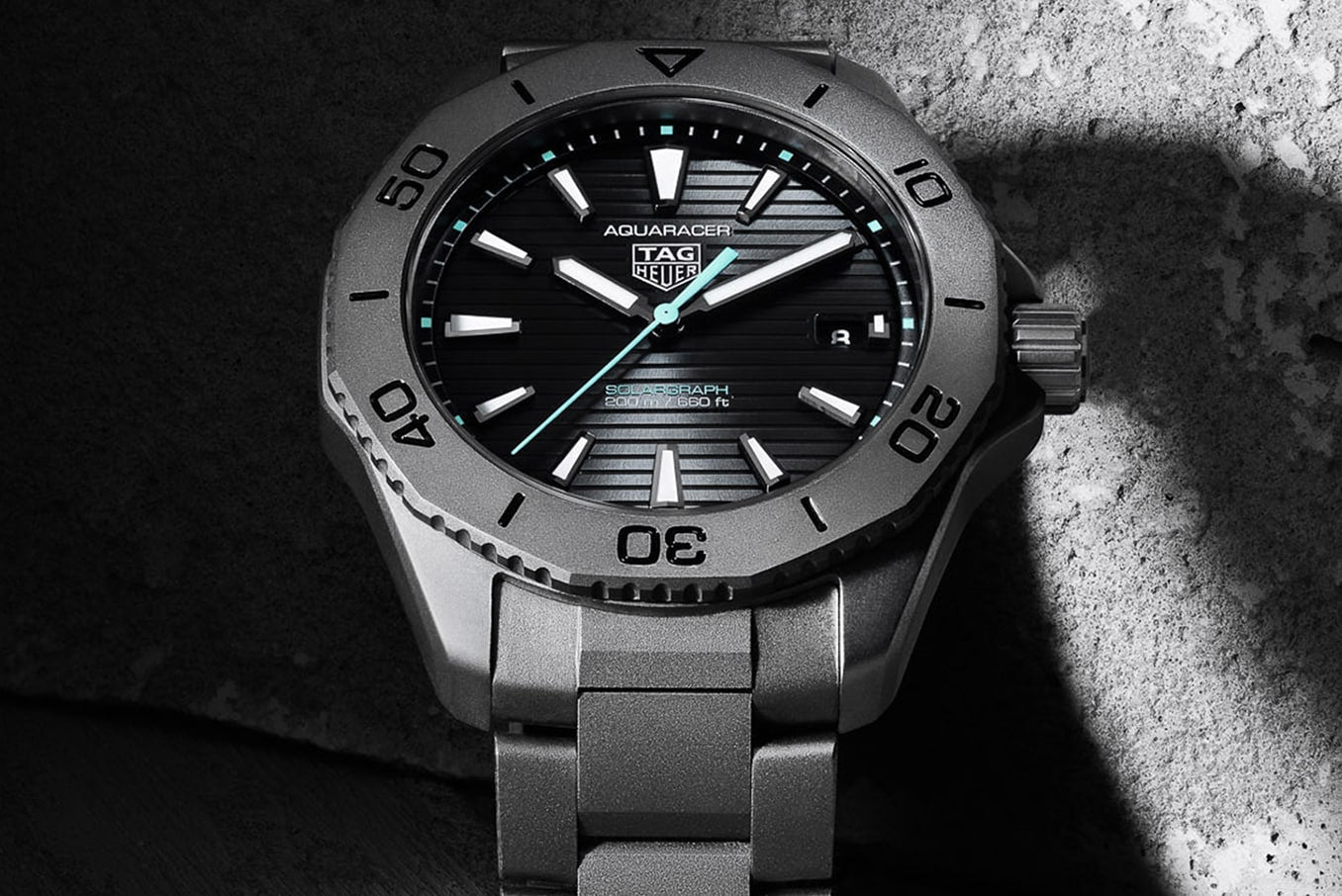 Tag Heuer Aquaracer Professional 200 Solargraph Quartz Black Dial Silver Steel Strap Watch for Men - WBP1180.BF0000