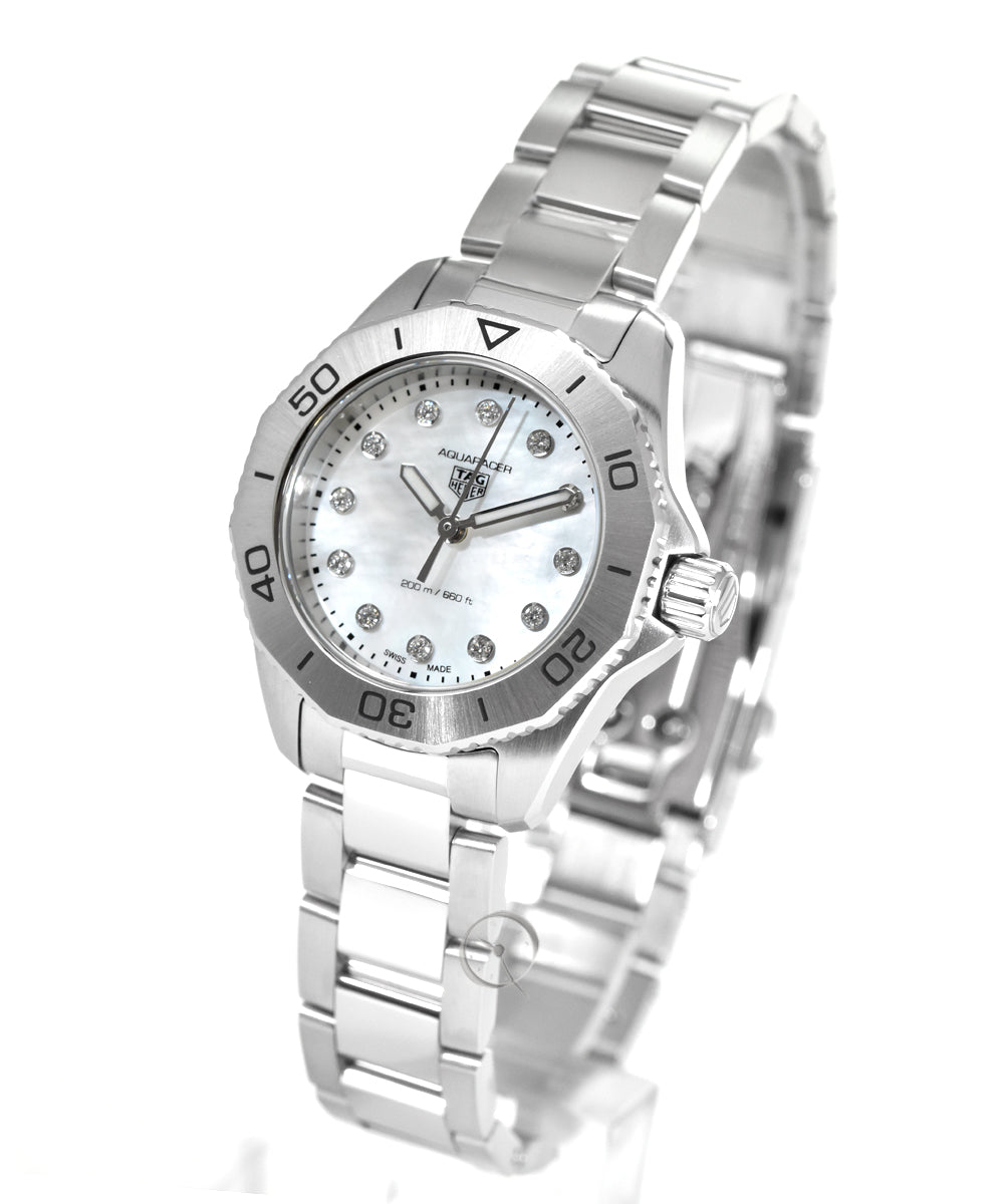 Tag Heuer Aquaracer Professional 200 Quartz Diamond Mother of Pearl Dial Silver Steel Strap Watch for Women - WBP1416.BA0622