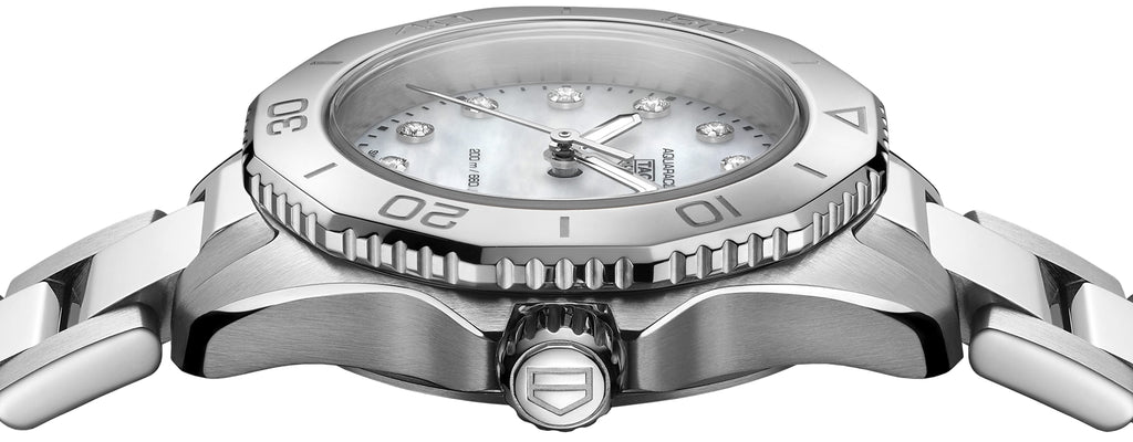 Tag Heuer Aquaracer Professional 200 Quartz Diamond Mother of Pearl Dial Silver Steel Strap Watch for Women - WBP1416.BA0622
