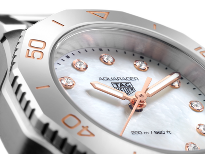 Tag Heuer Aquaracer Professional 200 Quartz Diamonds White Dial Silver Steel Strap Watch for Women - WBP1450.BA0622