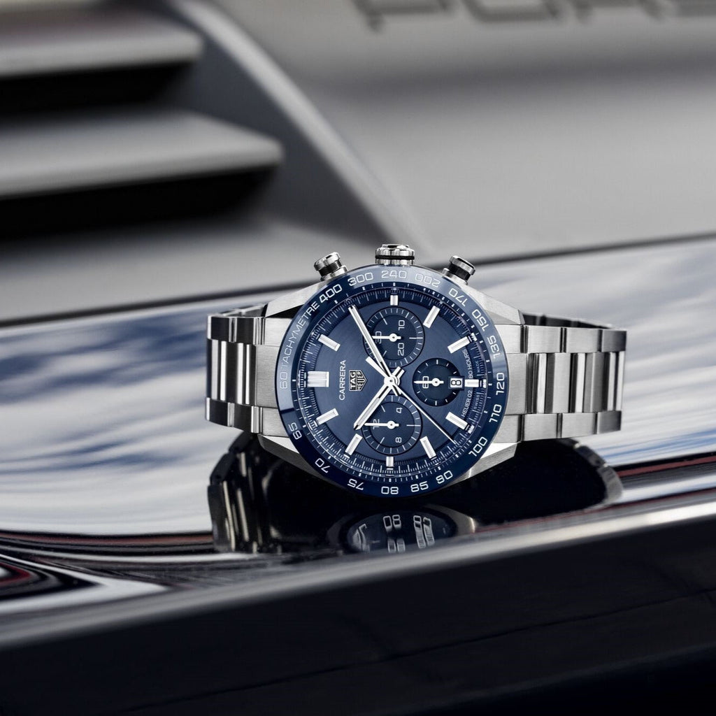 Tag Heuer Carrera Chronograph Blue Dial Silver Steel Strap Watch for Men - CBN2A1A.BA0643