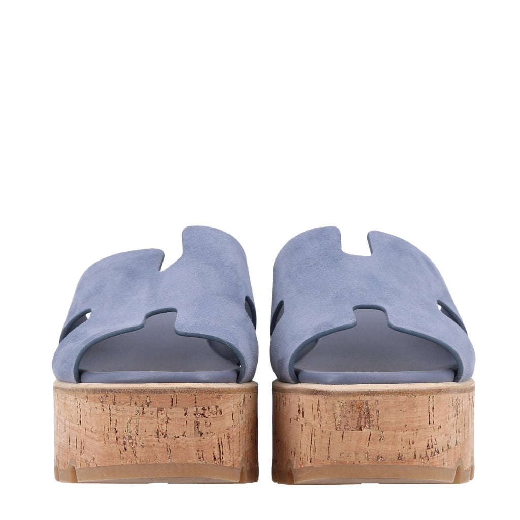 Suede Goatskin Cork Eze 30 Sandals 38 Bleu Grignon