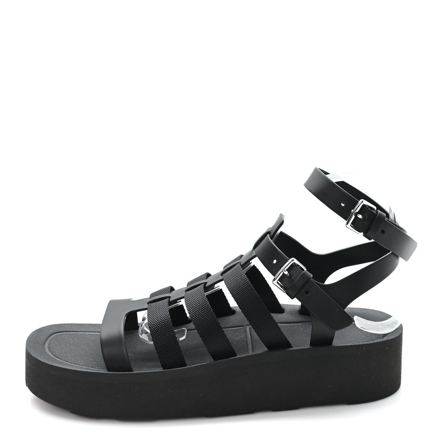 Calfskin Nylon Jupiter Sandals 40 Black