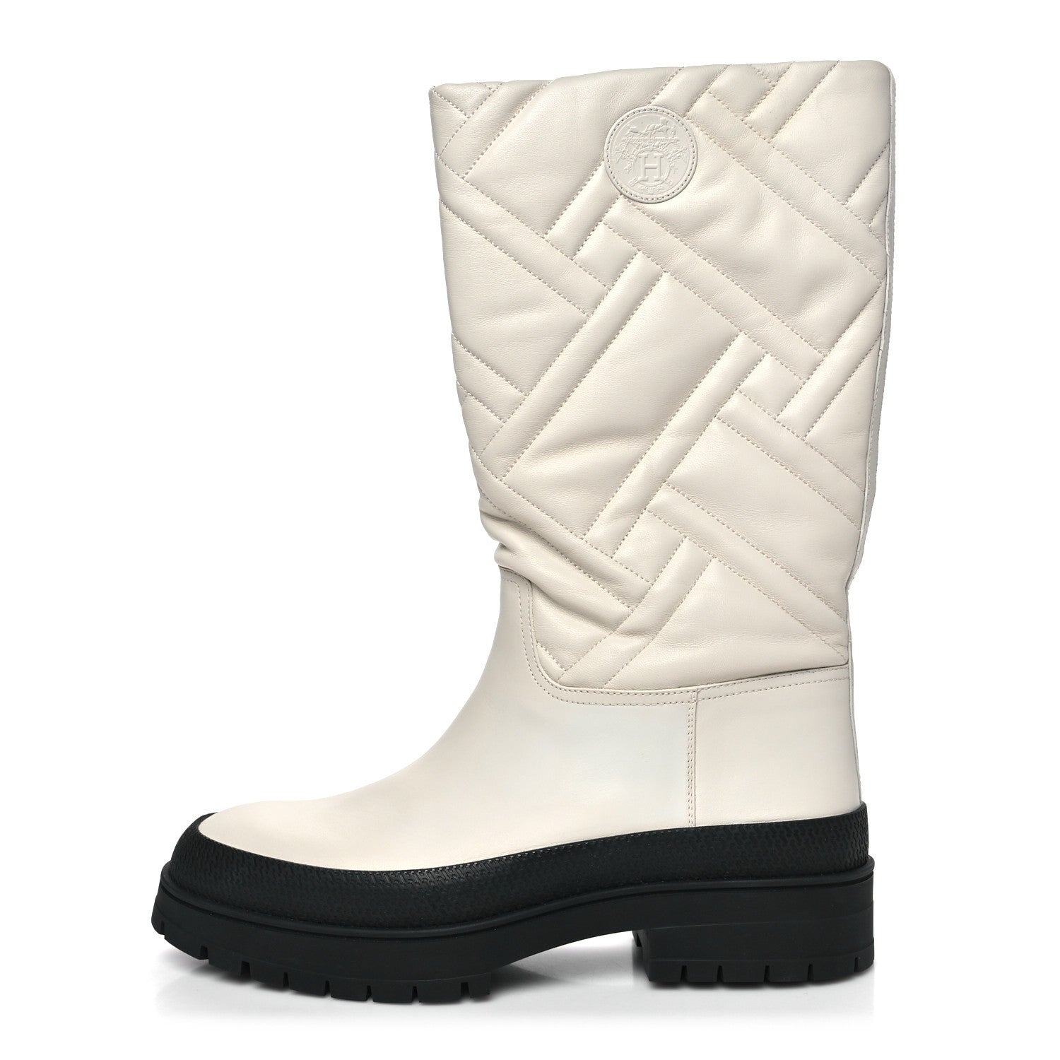 Goatskin Quilted Fuji Boots  40 Beige Glasie