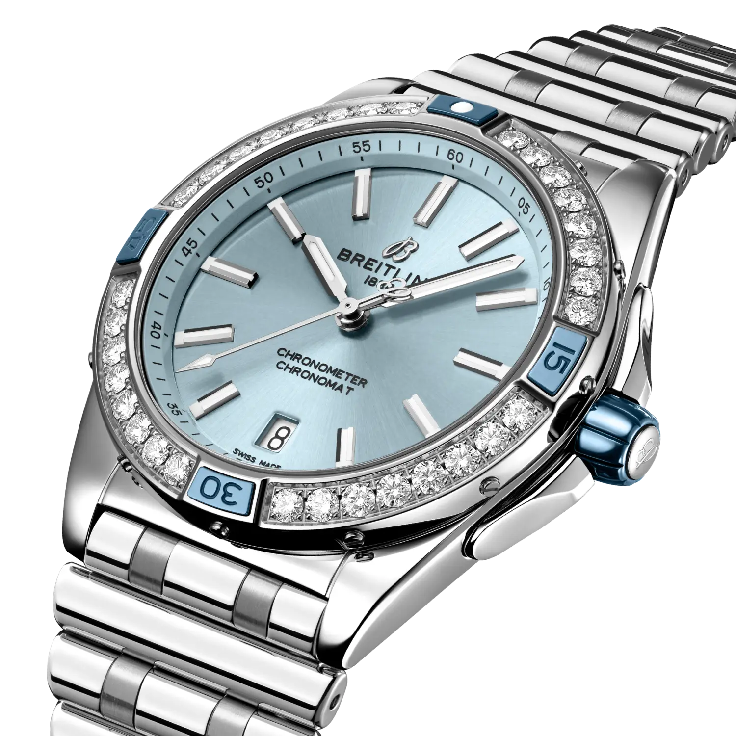 Breitling Super Chronomat 38 Diamond Bezel Women's Watch A17356531C1A1