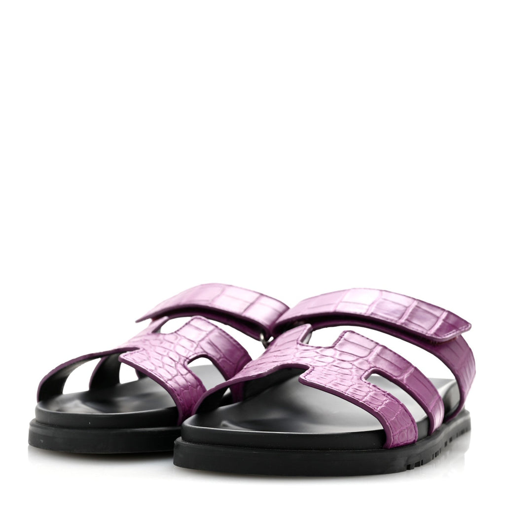 Matte Alligator Womens Chypre Sandals 38.5 Anemone