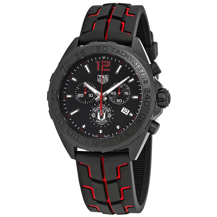 Tag Heuer Formula 1 Manchester United Limited Edition Black Dial Black & Red Rubber Strap Watch for Men - CAZ101J.FT8027