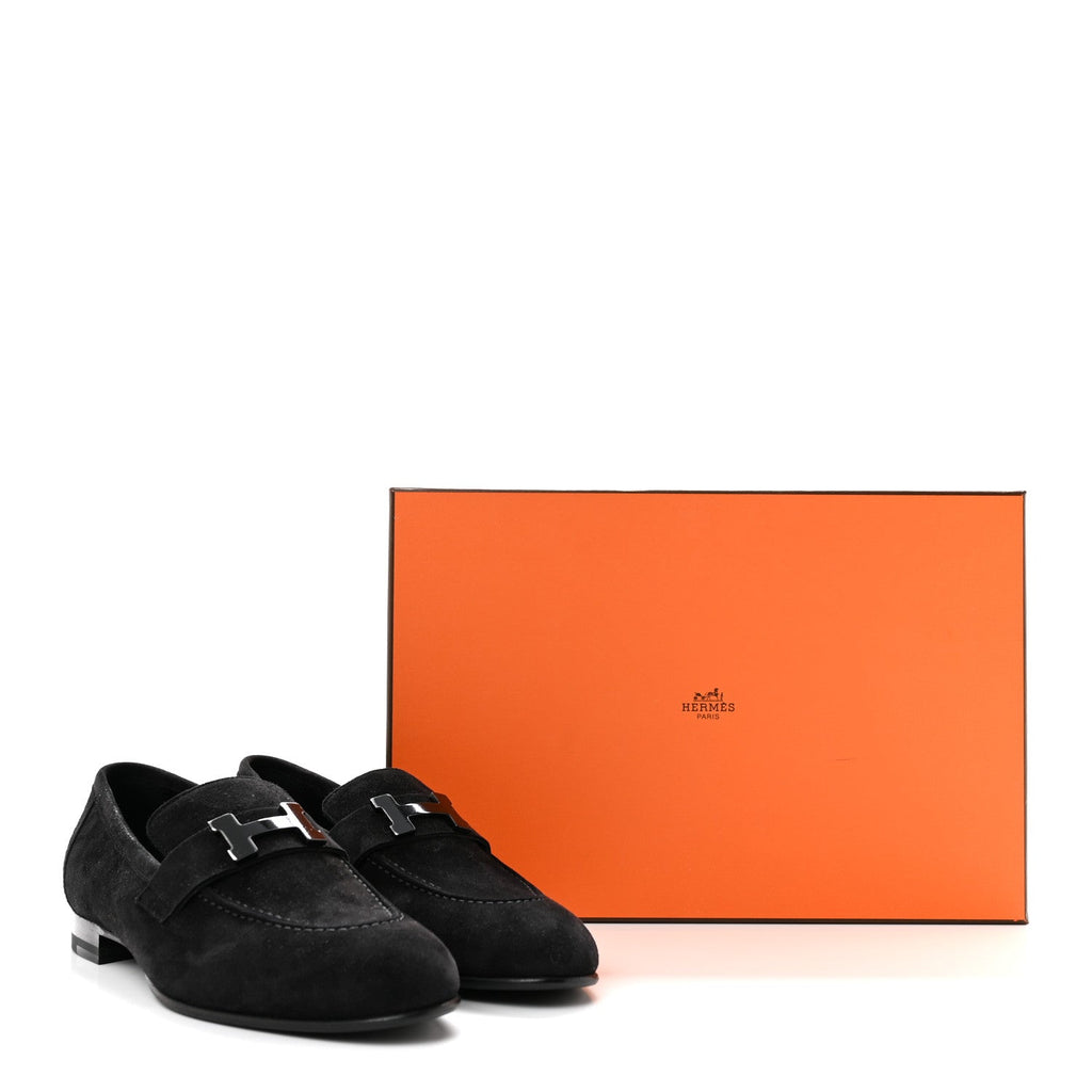 Suede Goatskin Paris Loafers 36 Black