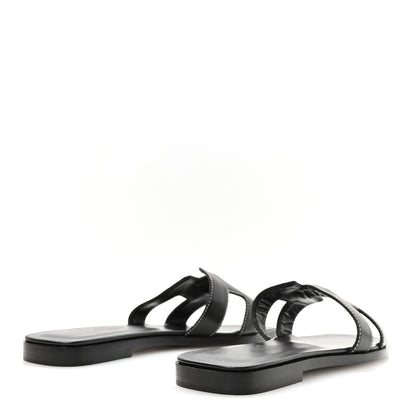 Box Calfskin Oran Sandals 37 Black