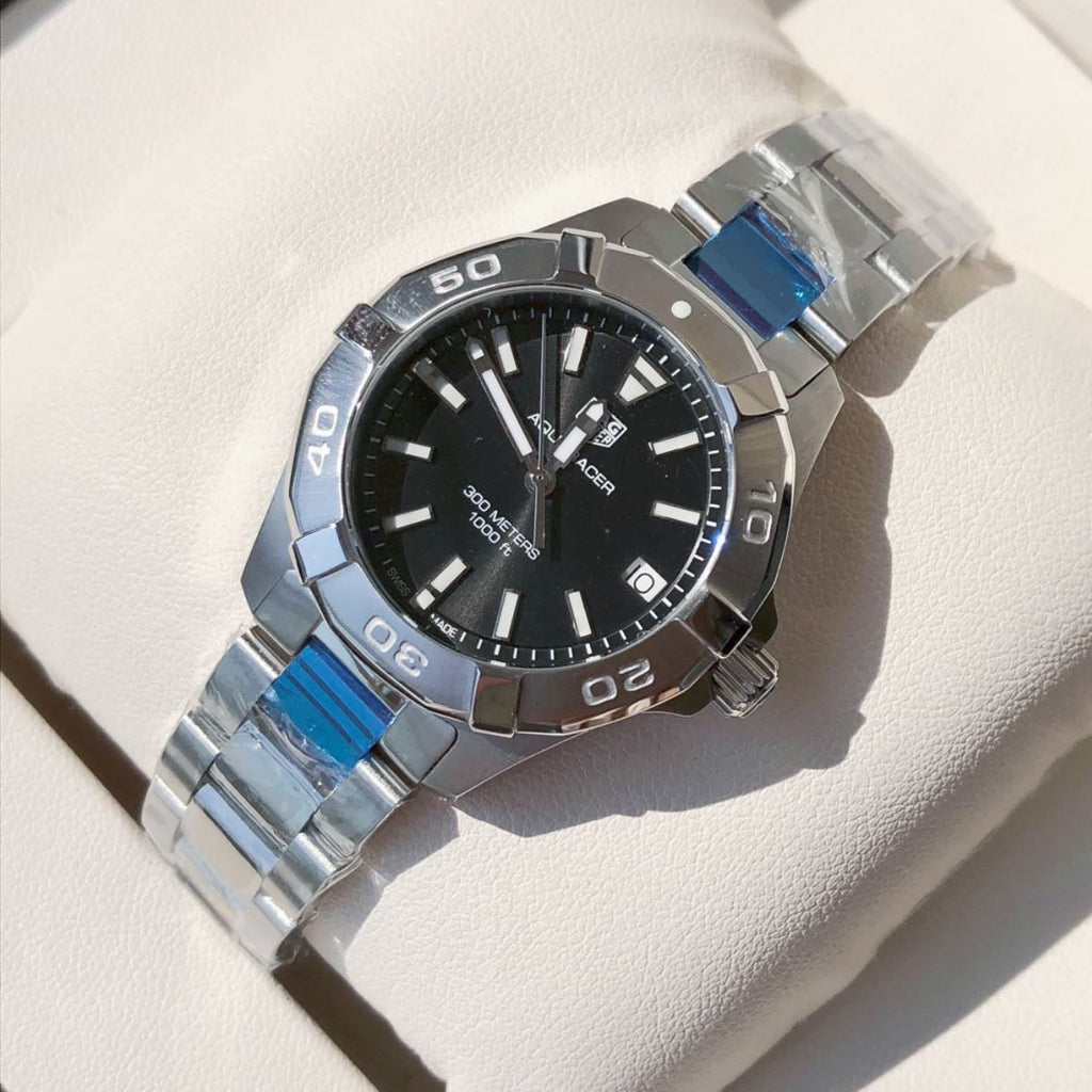 Tag Heuer Aquaracer Black Dial Silver Steel Strap Watch for Women - WBD1310.BA0740