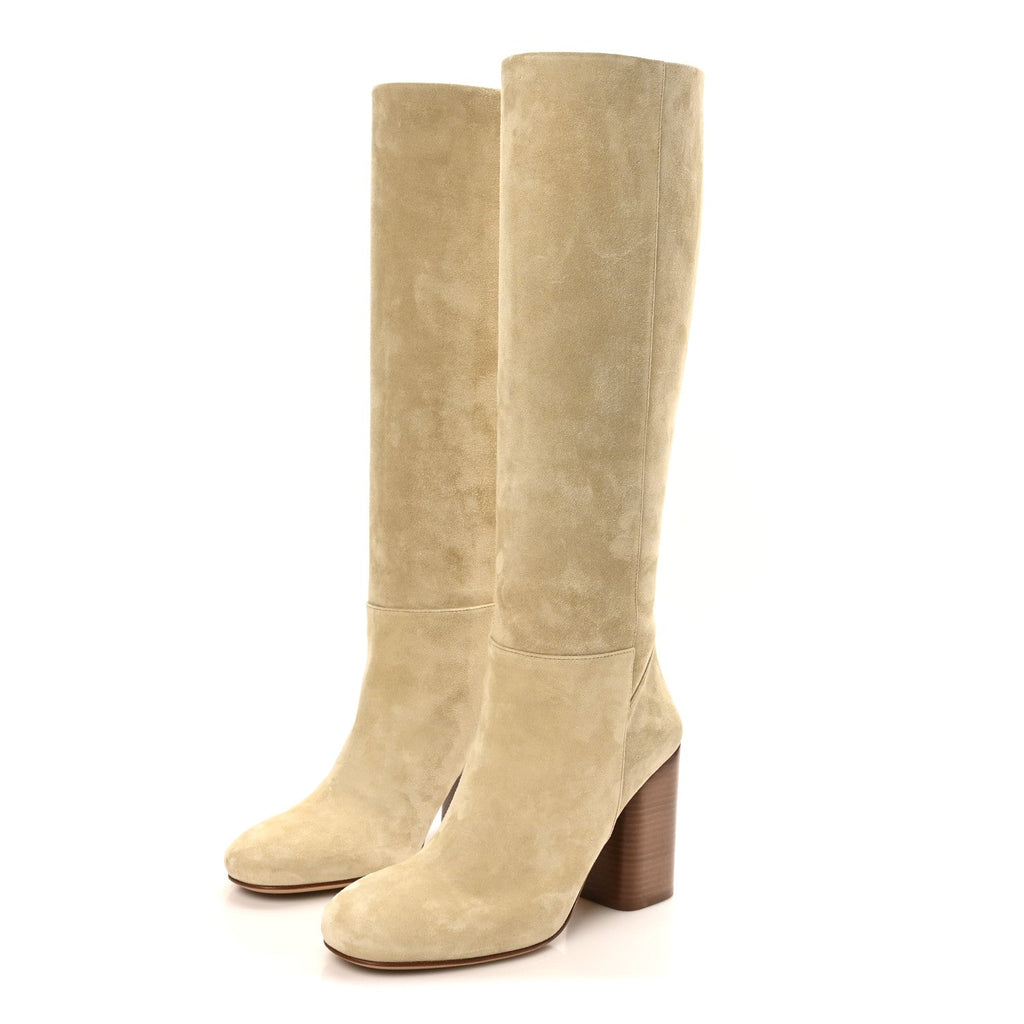 Suede Calfskin Lisiere 90 Boots 38 Beige Lin