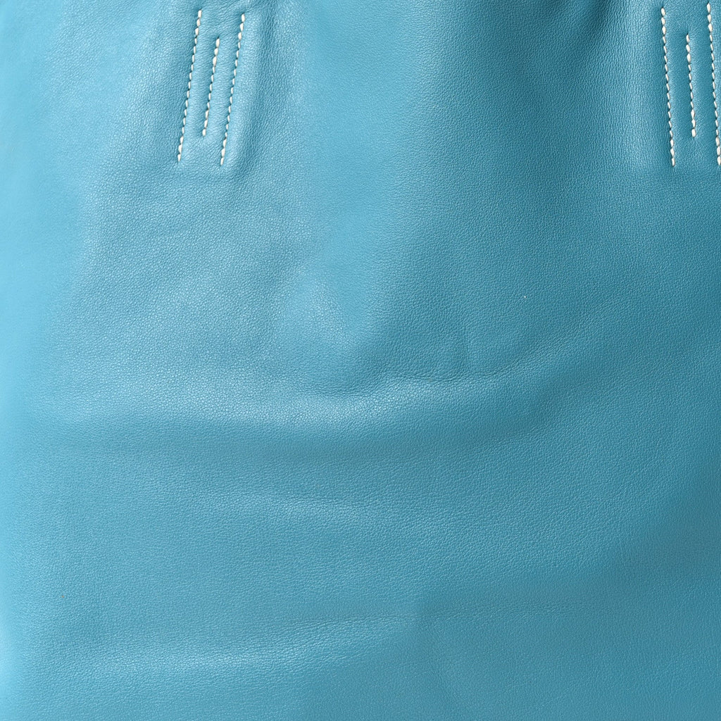 Veau Sikkim Double Sens 36 Reversible Tote Turquoise Gris Perle