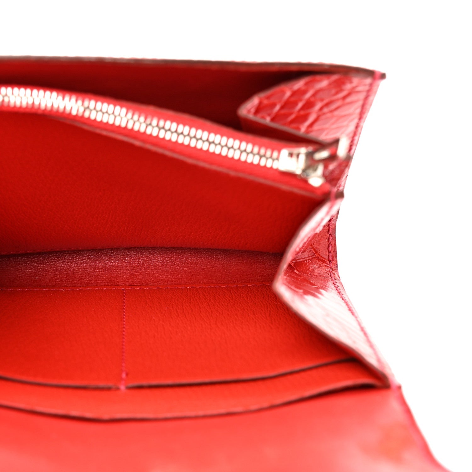 Shiny Alligator Constance Short Wallet Geranium