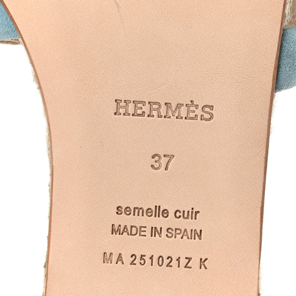Suede Goatskin Famosa Espadrille Sandals 37 Bleu Citadin
