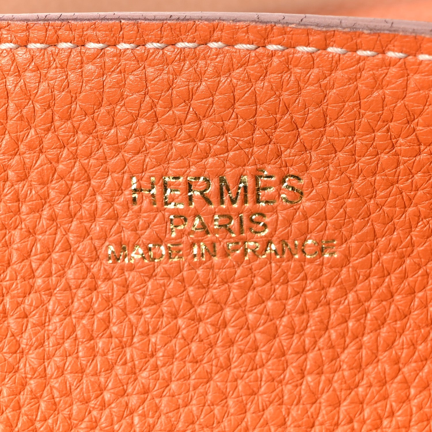 Taurillon Clemence Double Sens Reversible Tote Orange Gold