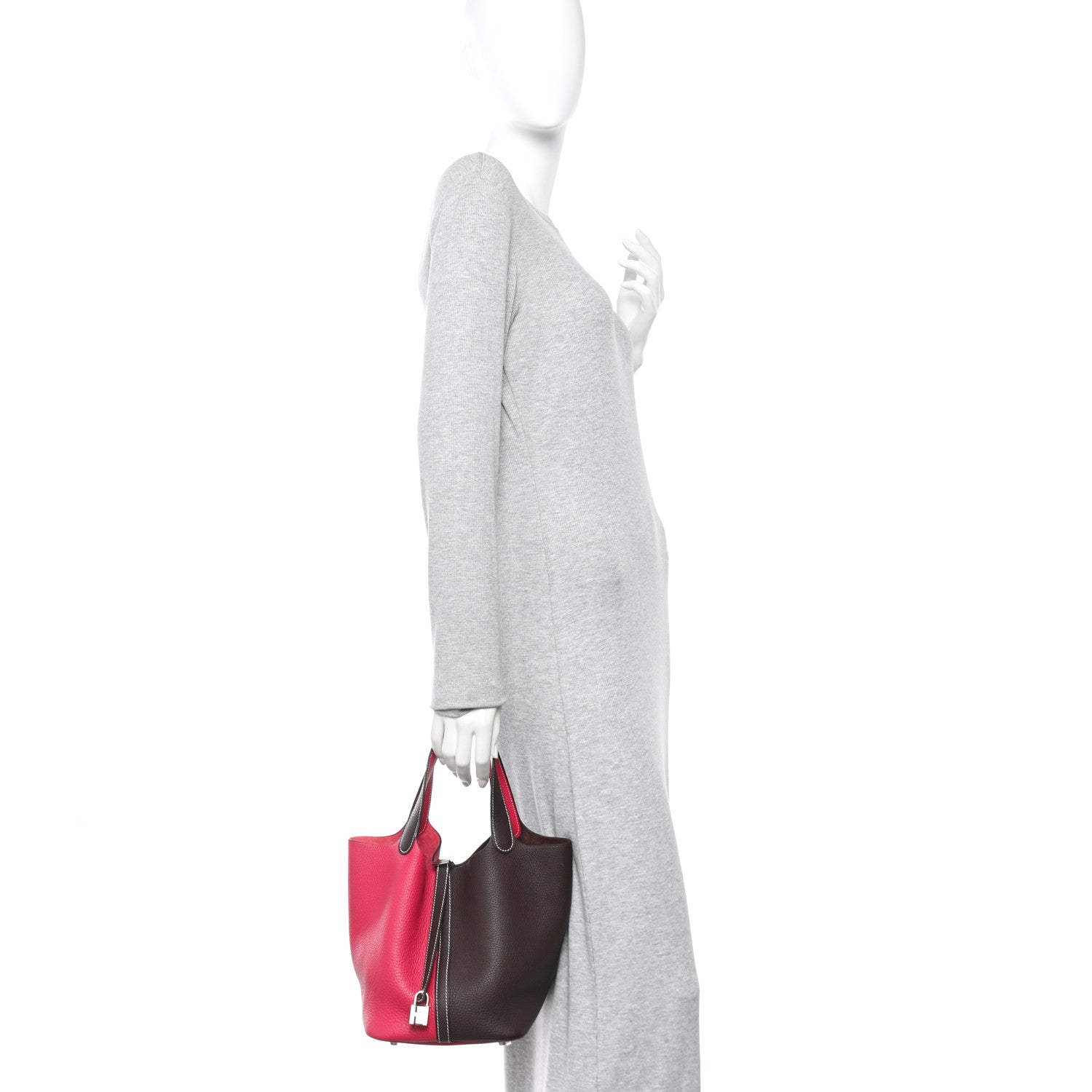 Taurillon Clemence Casaque Picotin Lock 18 PM Rouge Sellier Framboise