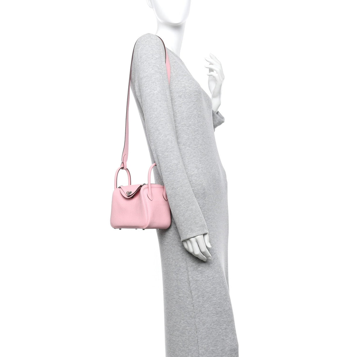 Taurillon Clemence Verso Mini Lindy 20 Rose Sakura Gris Perle