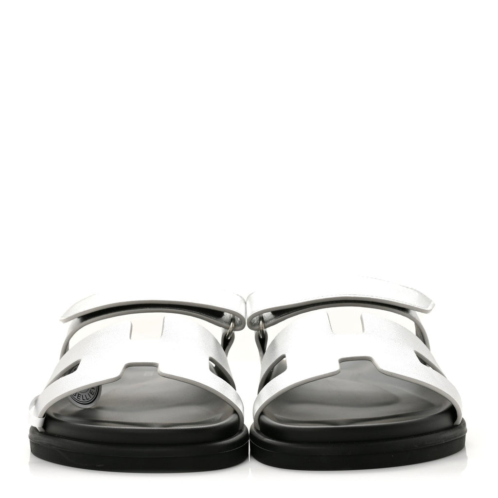 Metallic Goatskin Womens Chypre Sandals 40 Argent