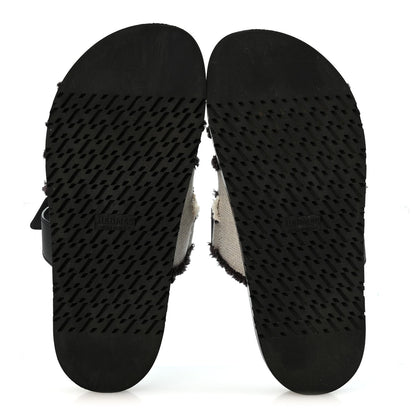 Techno Fringed H Canvas Caflskin Womens Chypre Sandals Prunoir Black