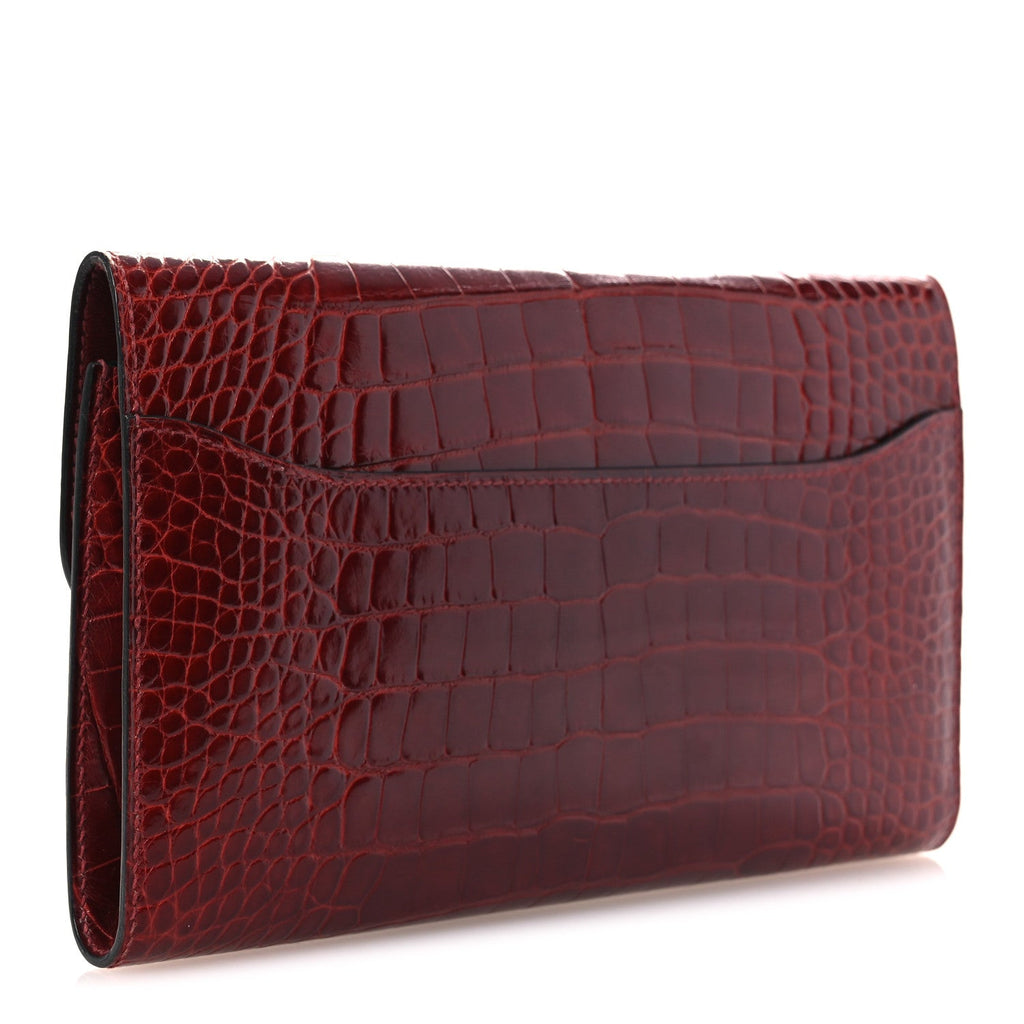 Shiny Alligator Constance Long Wallet Rouge Vif