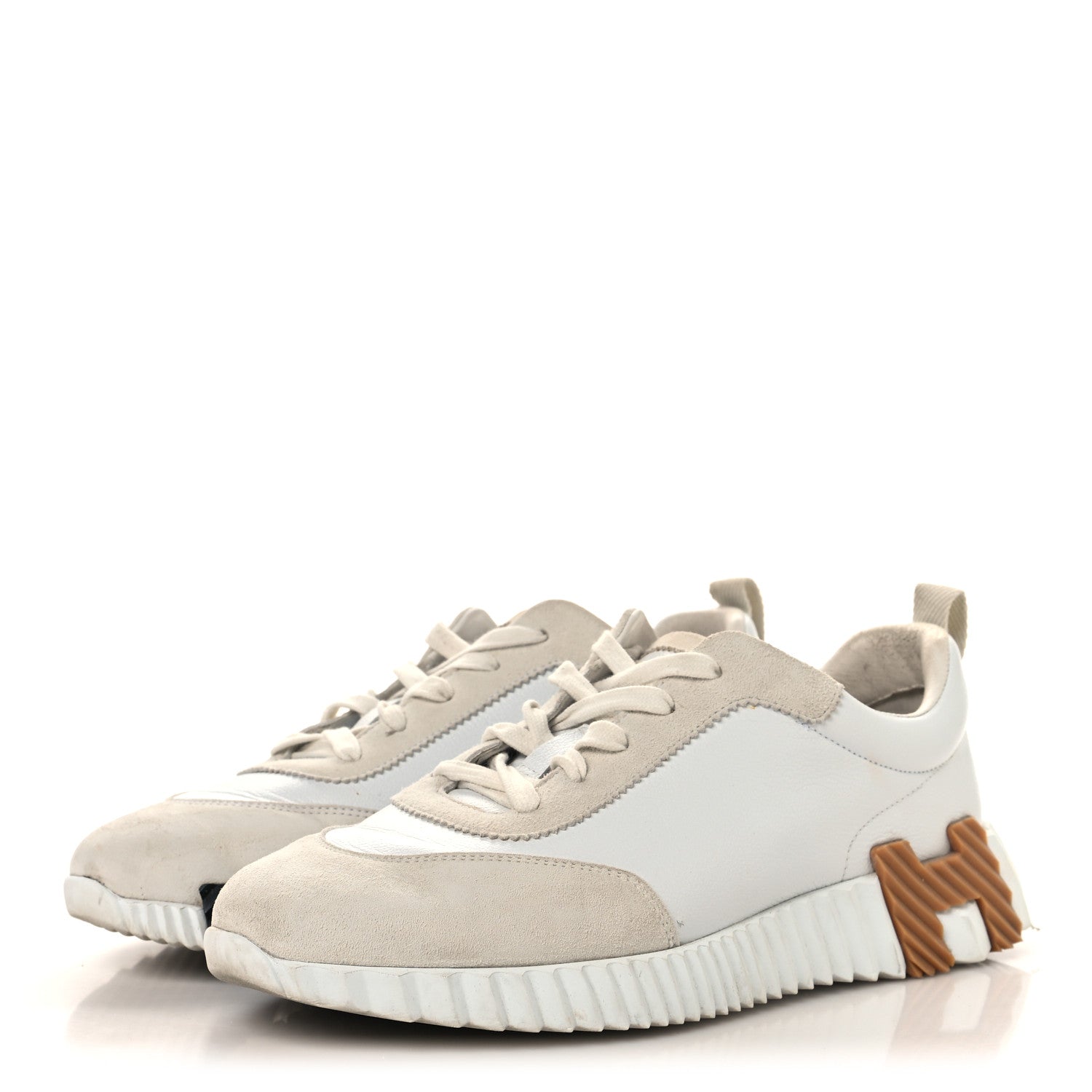 Calfskin Suede Goatskin Bouncing Sneakers 39 White