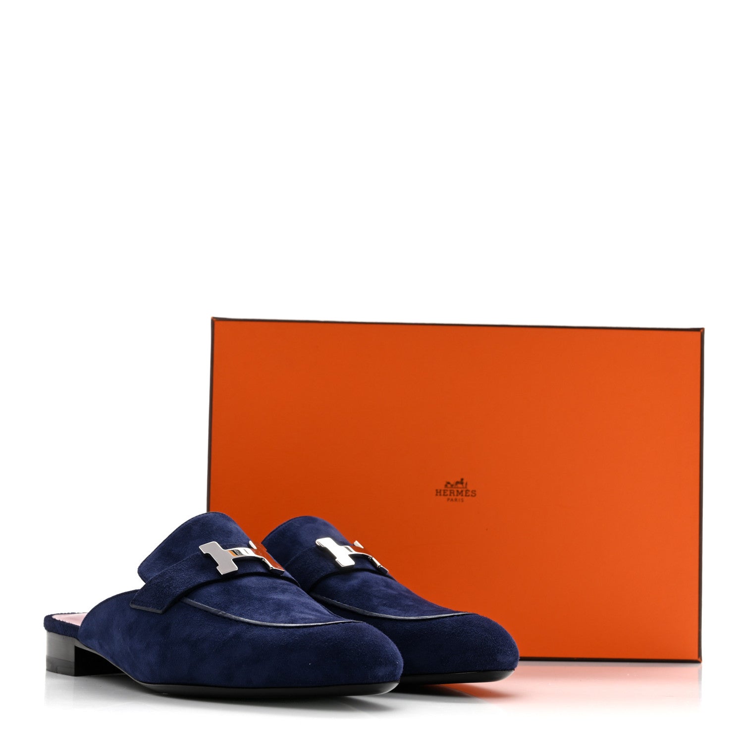 Suede Goatskin Trocadero Mule 38.5 Bleu Diplomatique