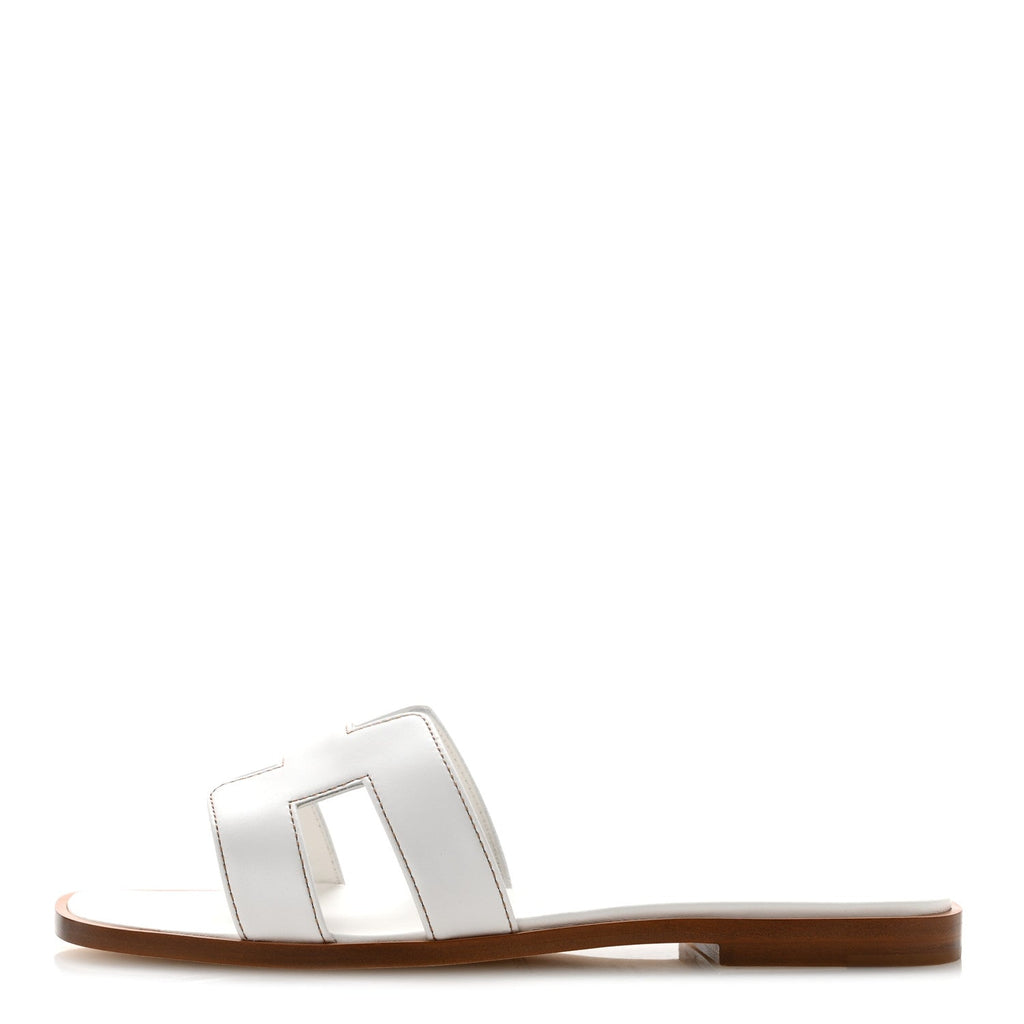 Box Calfskin Oran Sandals 36 White