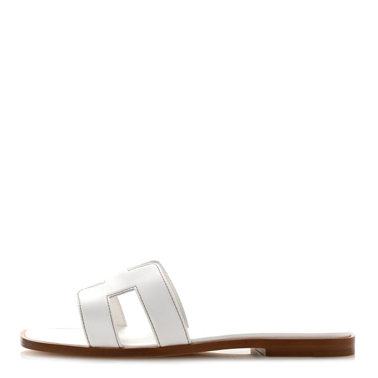 Box Calfskin Oran Sandals White