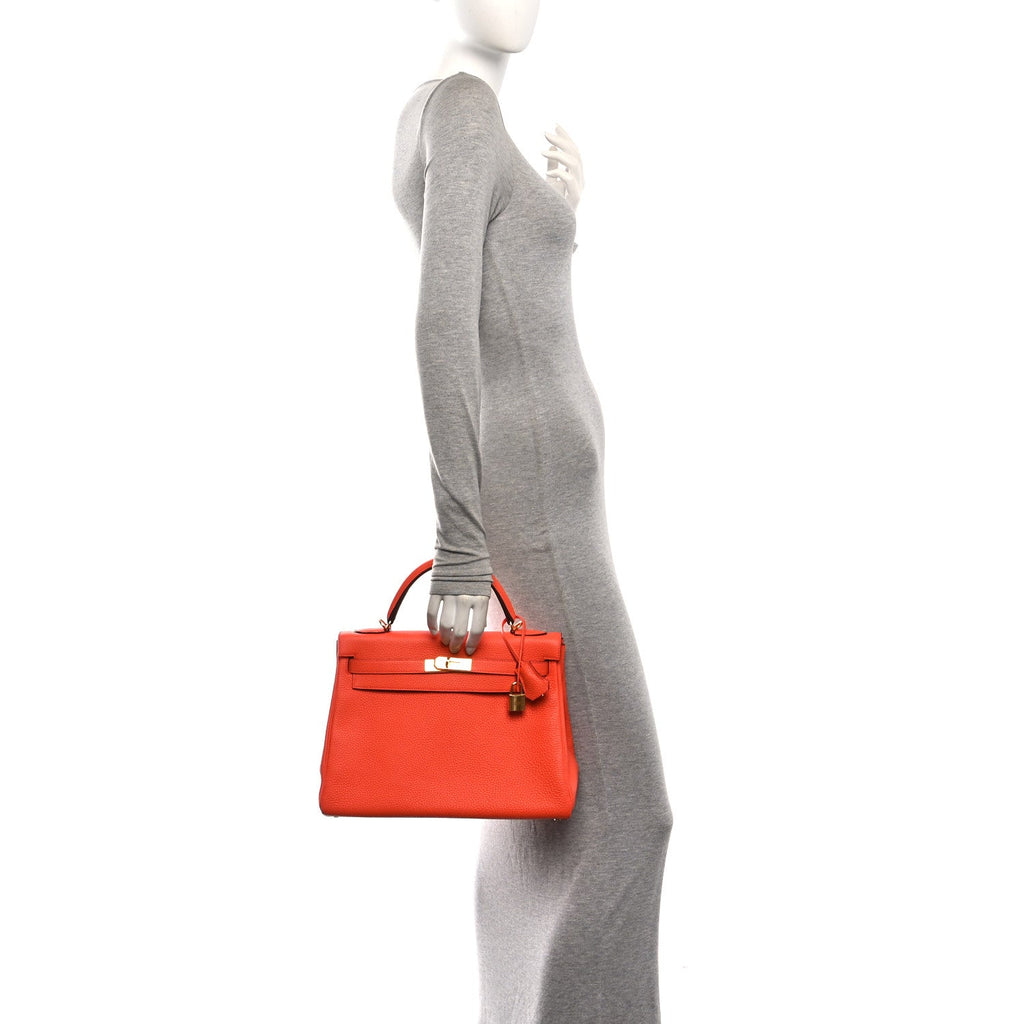 Togo Kelly Retourne 32 Orange Poppy