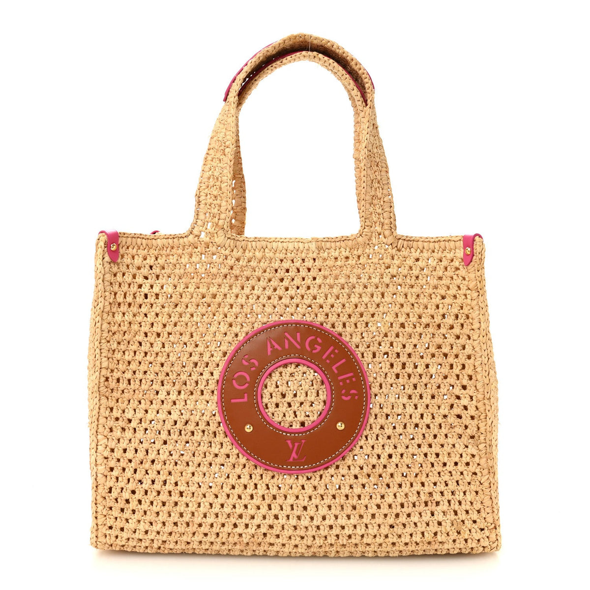Raffia Calfskin Forte Del Marmi OnTheGo MM Natural Fuchsia