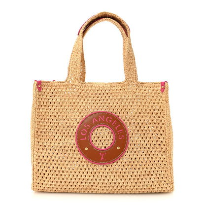 Raffia Calfskin Forte Del Marmi OnTheGo MM Natural Fuchsia