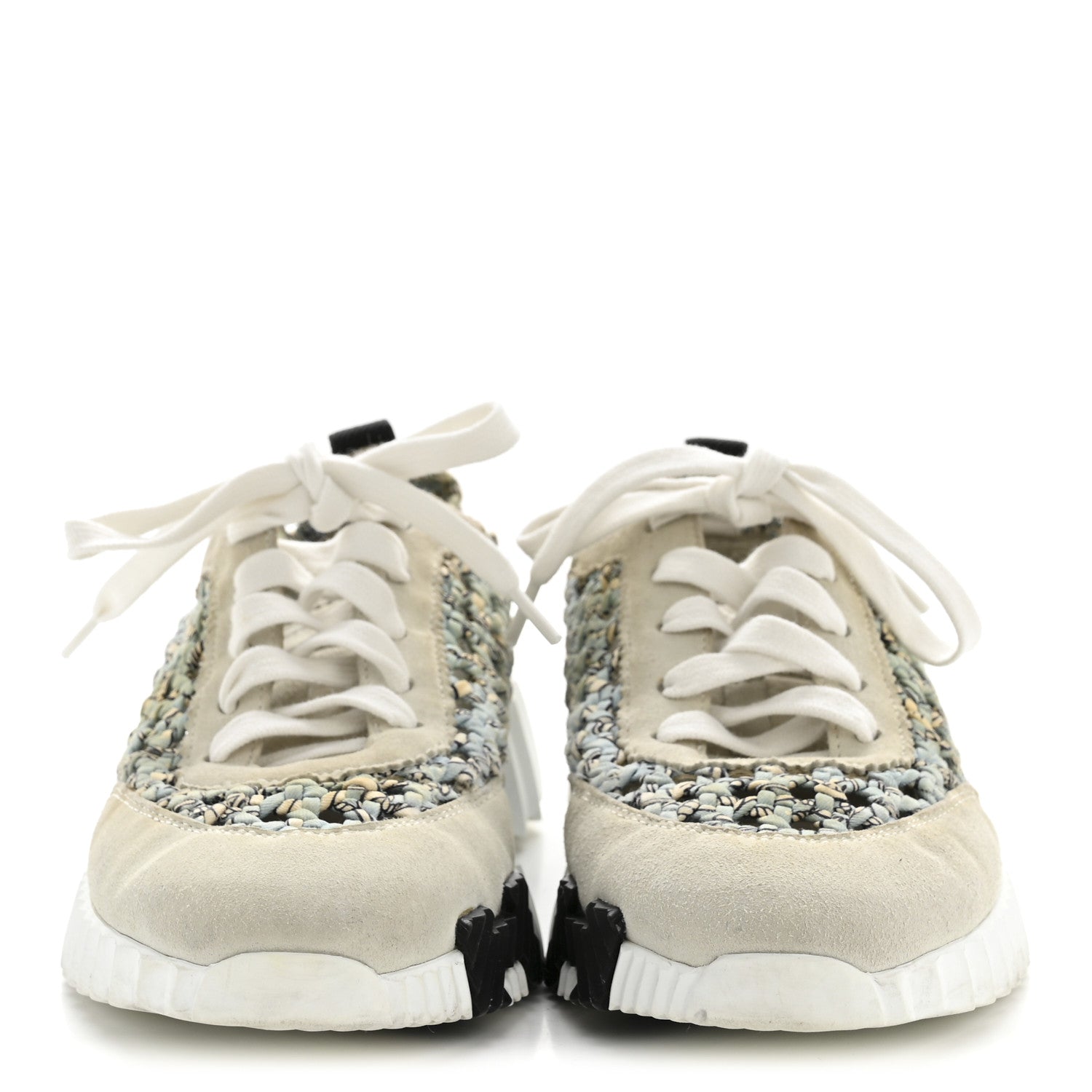 Braided Silk Suede Sneakers 35 Bleu Clair White