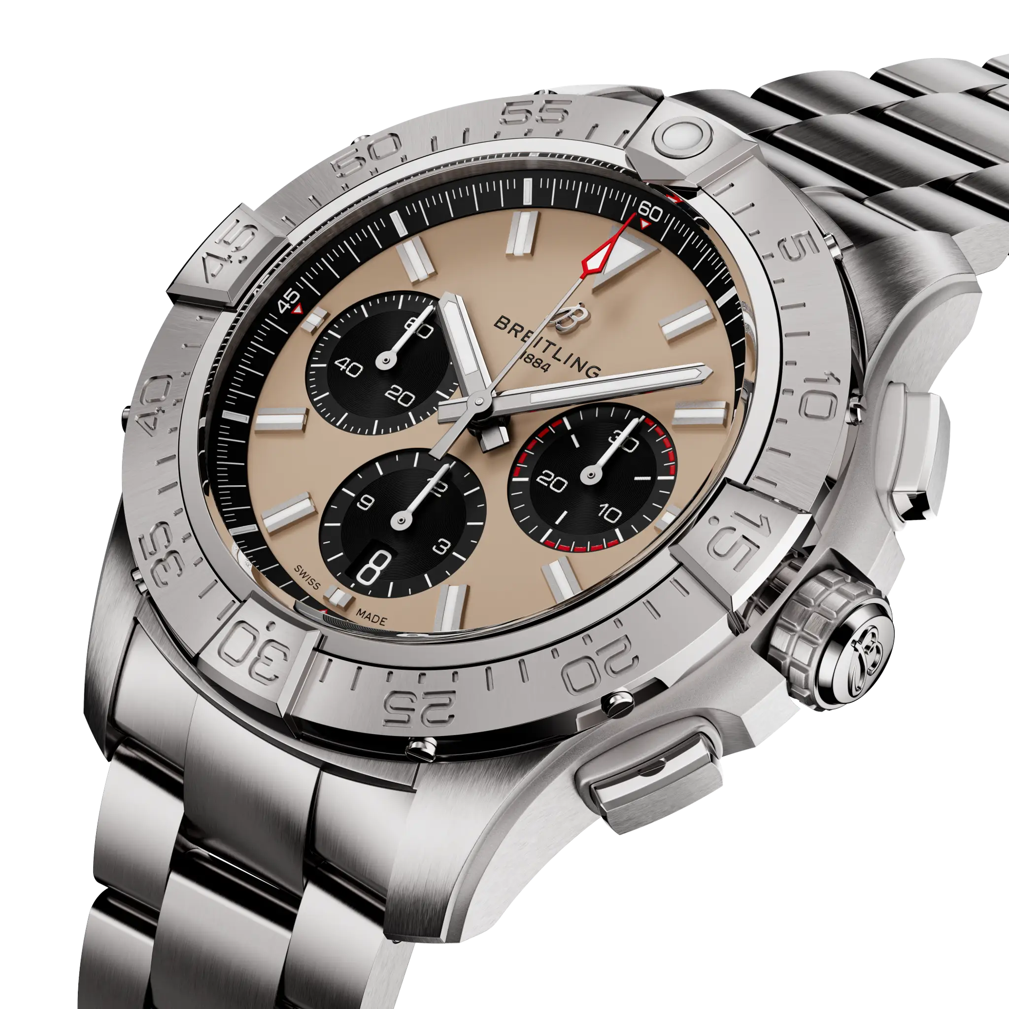 Breitling Avenger B01 Chronograph 44 Beige Dial Men's Watch AB0147101A1A1