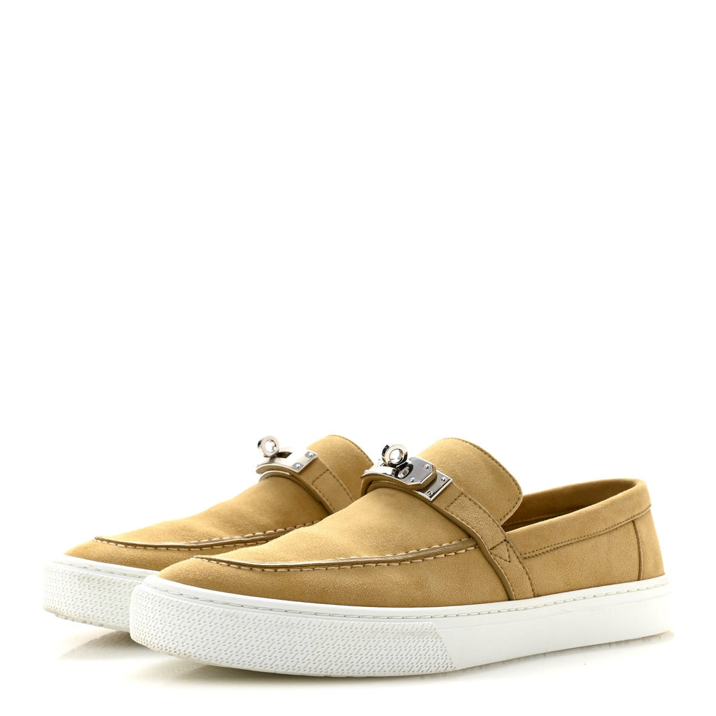 Suede Goatskin Game Slip On Sneakers 41 Beige Lin