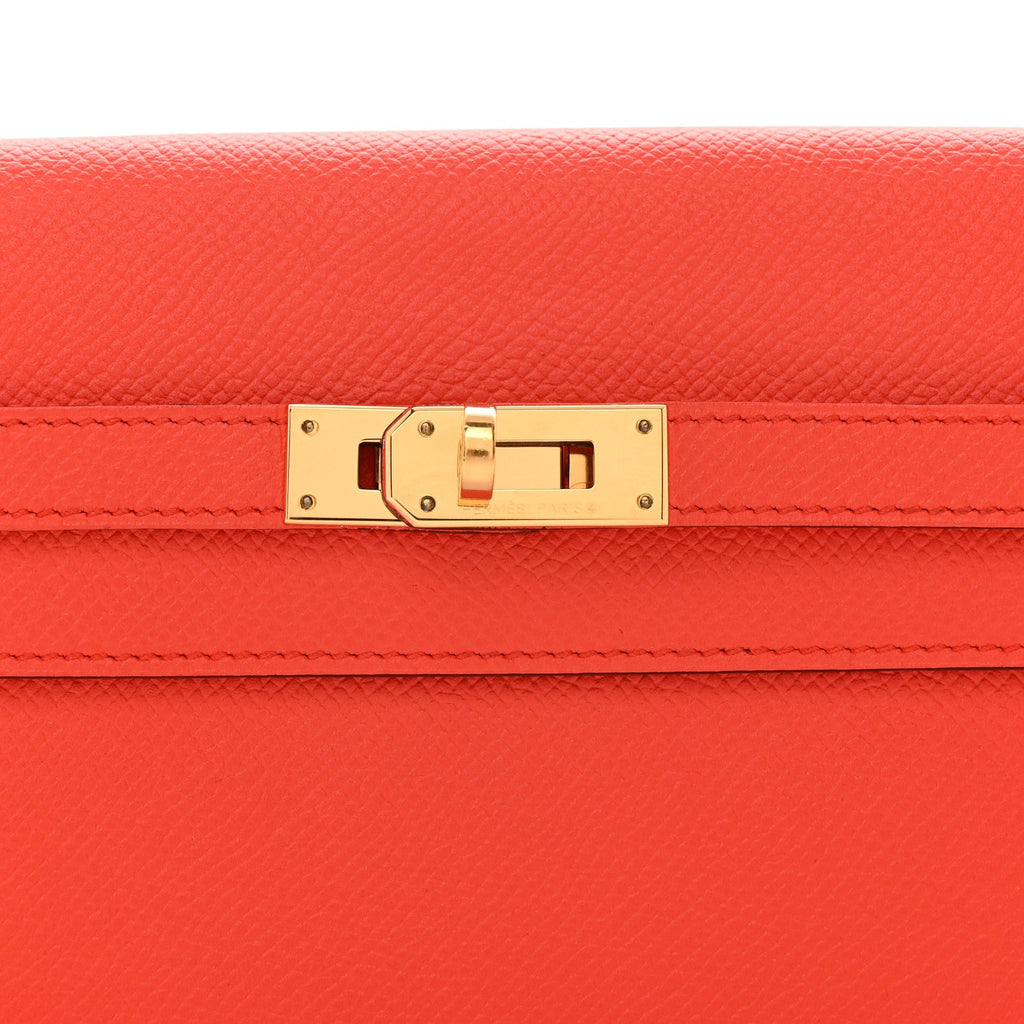 Epsom Kelly Longue Wallet Orange Poppy