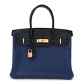 Taurillon Novillo Matte Alligator Birkin Touch 30 Bleu Saphir Bleu Marine