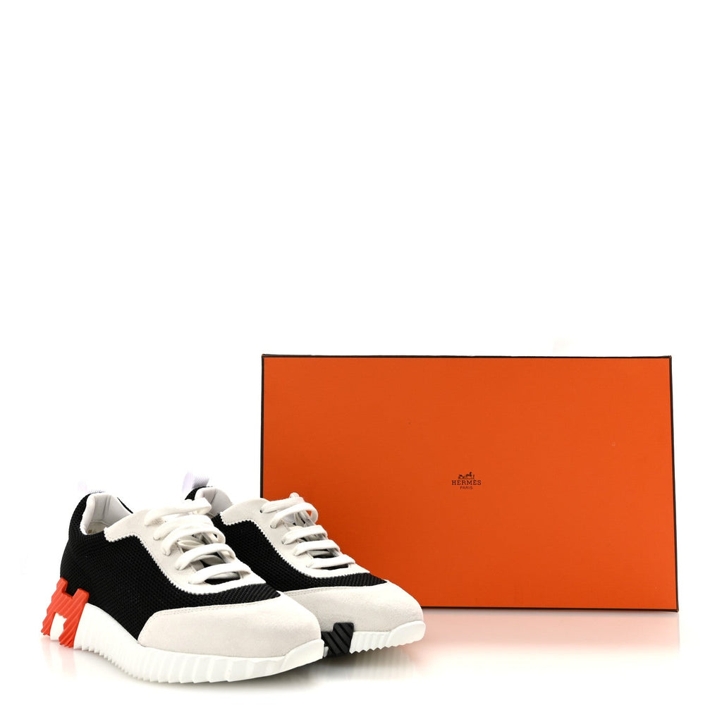 Air Mesh Suede Goatskin Bouncing Sneakers 37 Black Orange