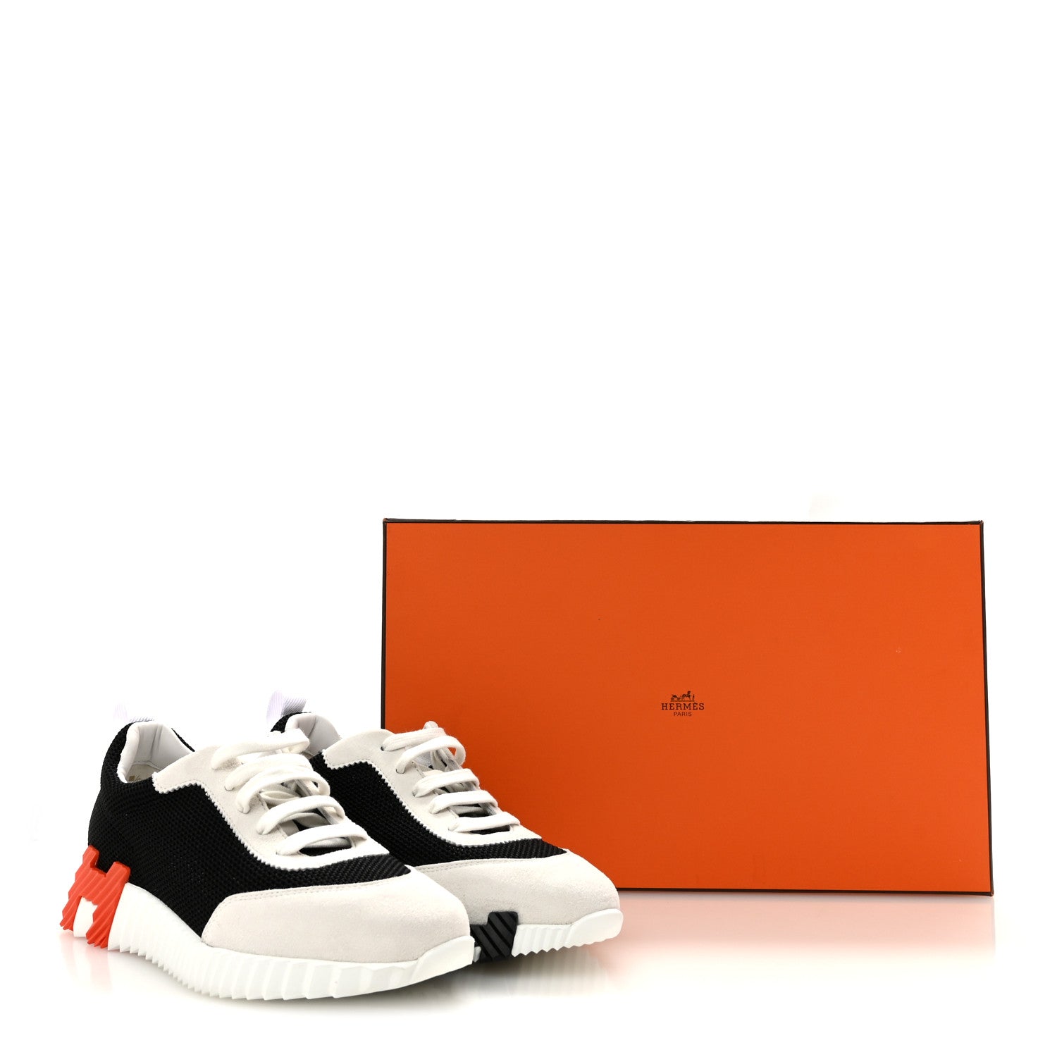 Air Mesh Suede Goatskin Bouncing Sneakers 37 Black Orange