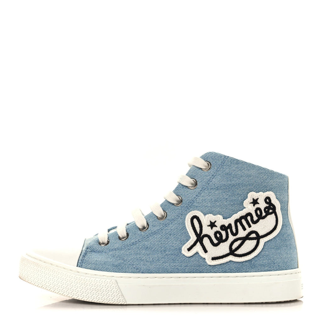 Denim Illico High Top Sneakers 35 Bleu Clair White