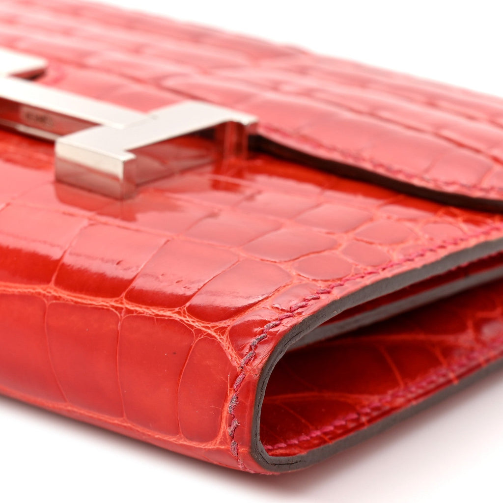 Shiny Alligator Constance Short Wallet Geranium