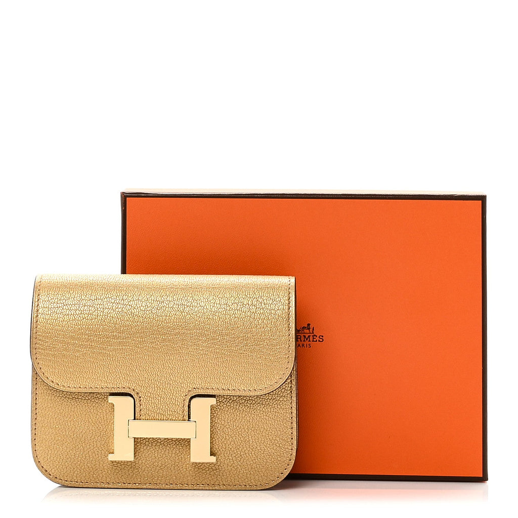 Metallic Chevre Chamkilight Constance Slim Wallet Dore