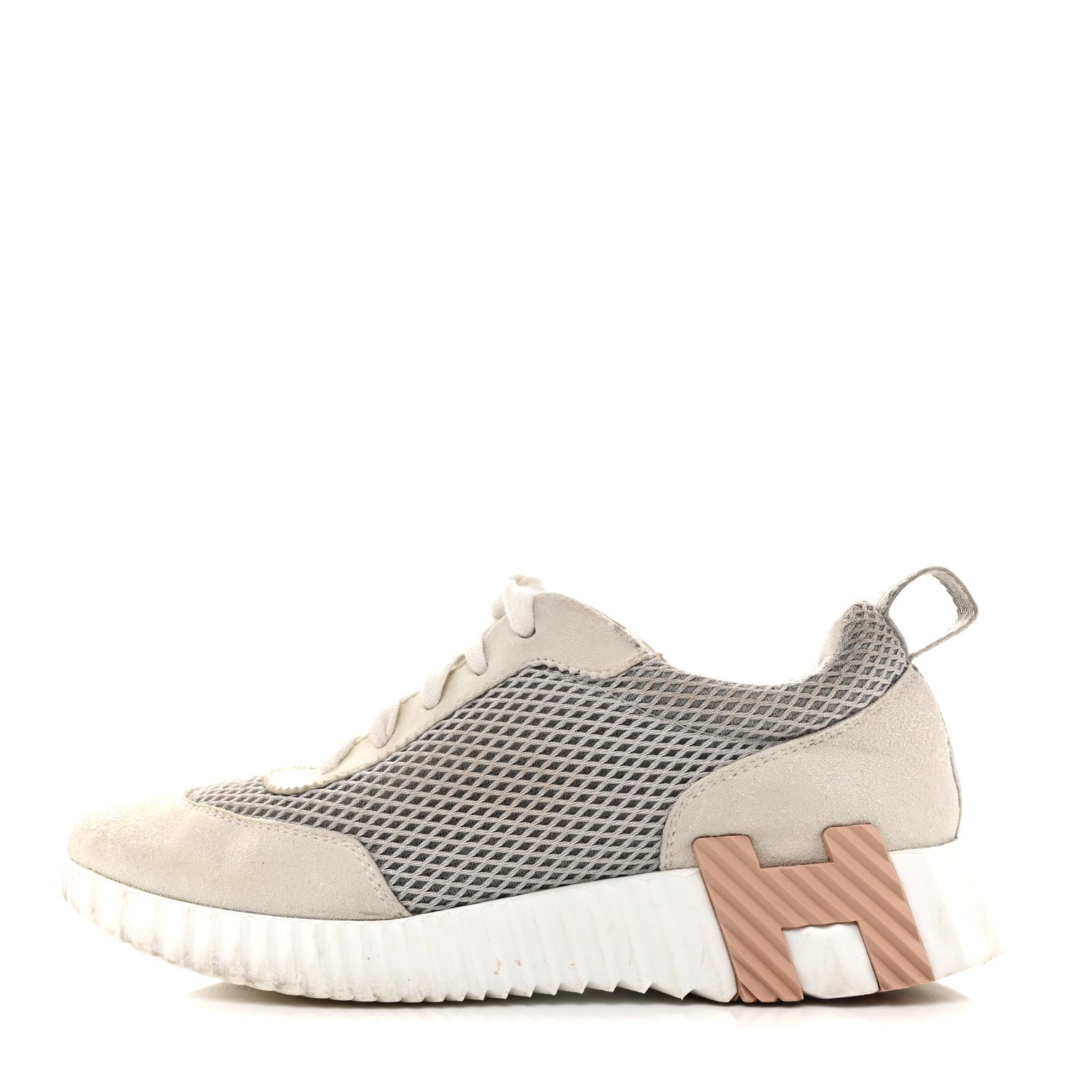 Air Mesh Suede Goatskin Bouncing Sneakers 35 Gris Lulea White