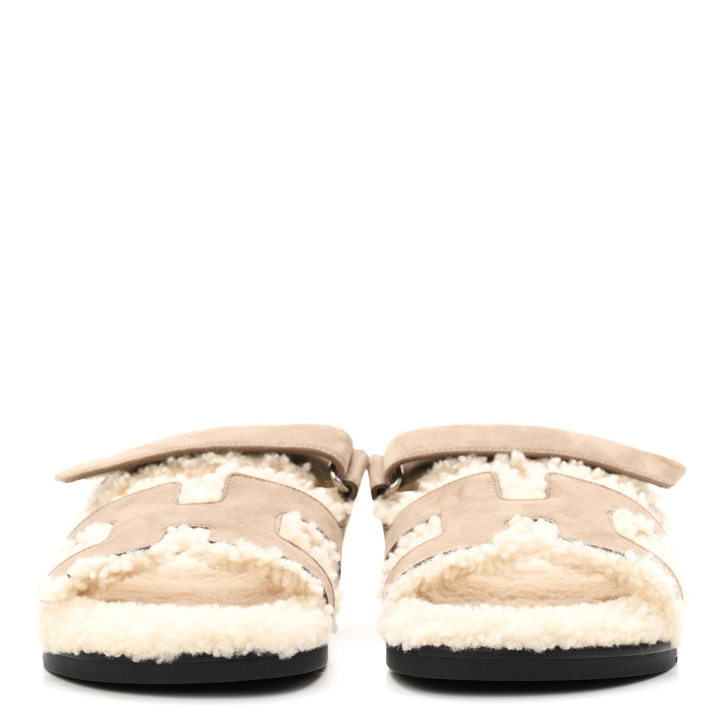 Suede Goatskin Woolskin Womens Chypre Sandals 38.5 Etoupe