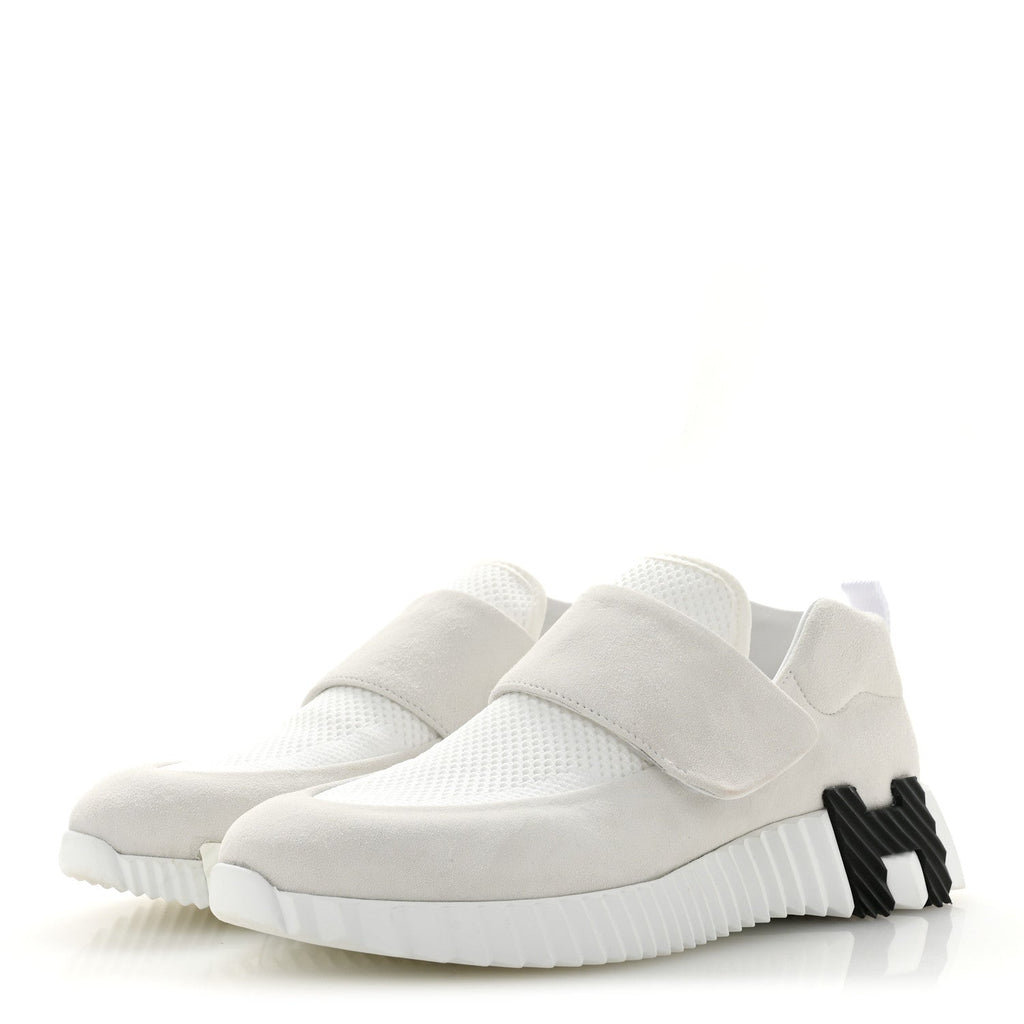 Suede Goatskin Mesh Fabric H Sneakers 38 White