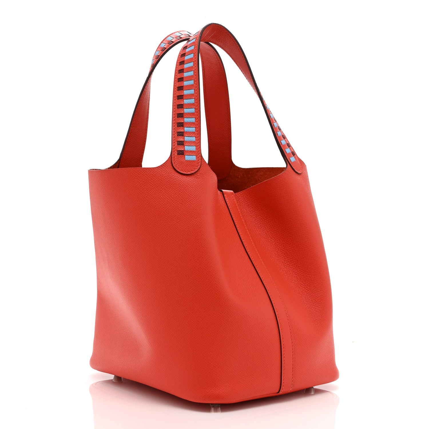 Epsom Tressage De Cuir Picotin Lock 22 MM Rouge Coeur Bleu du Nord Rouge H
